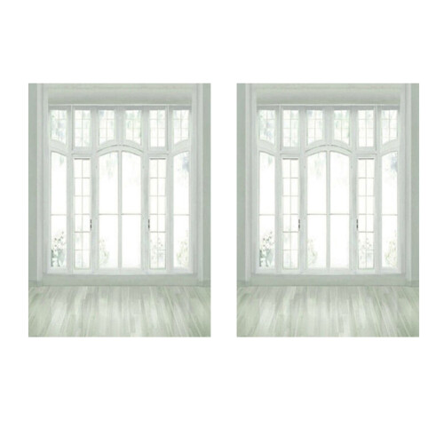 2pcs 3X5FT European Window Floor White Art Photography Backdrop Studio Background