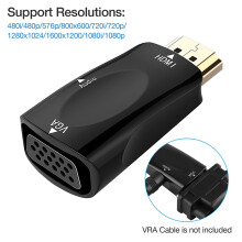 2X 1080P Male to VGA Female Adapter Video Converter 3.5mm Audio Output Cable Hot Black