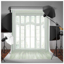 2pièces 3X5FT Fenêtre Européenne Plancher Blanc Art Photographie Toile de Fond Studio Fond