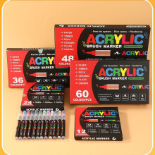 (48 colors) Direct Ink Acrylic Marker Set, Soft Tip Watercolor Brush Pen for Students, Waterproof Doodle Markers, 48/60 Colors Optional