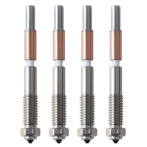 4Pcs for QIDI Plus4 Bimetal Nozzle Quick Removal Ceramic Insulation Integration 0.4mm Nozzles HighTemperature Resistance