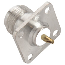 2X N Type Female Jack RF Coax Connector 4-Hole Panel Mount with Solder Cup,Silver