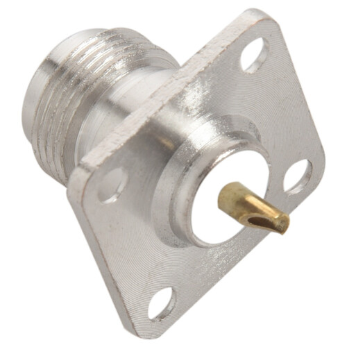 2X N Type Female Jack RF Coax Connector 4-Hole Panel Mount with Solder Cup,Silver