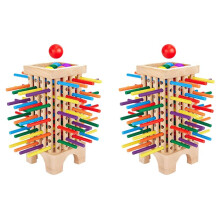 2X Wooden Board Game Montessori Toys, 42 Colourful Sticks Dice Game Math Educational Toy, Family Fun Dropping Game