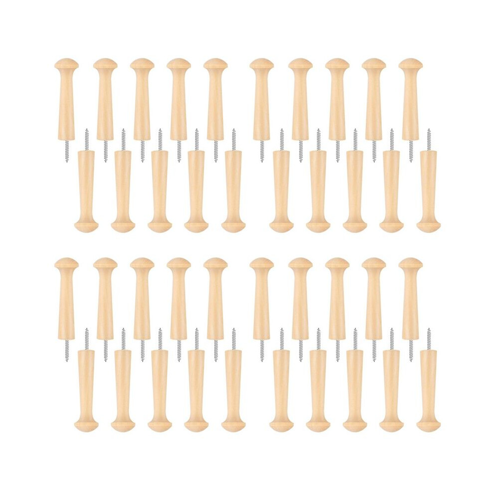40Pcs Wooden Shaker Peg Wood Screw- Shaker Pegs Unfinished Wood Shaker Racks For Hanging Clothes Hats Towel 6031068254283