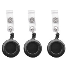 3 Pezzo Distintivo Holder Braccio Retrattile YOYO Clip Snap Button Key Card Key - Nero