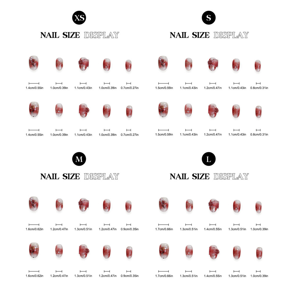 Reach-Tools (Xs) Flower Decor Handmade Fake Nails - 50 Char