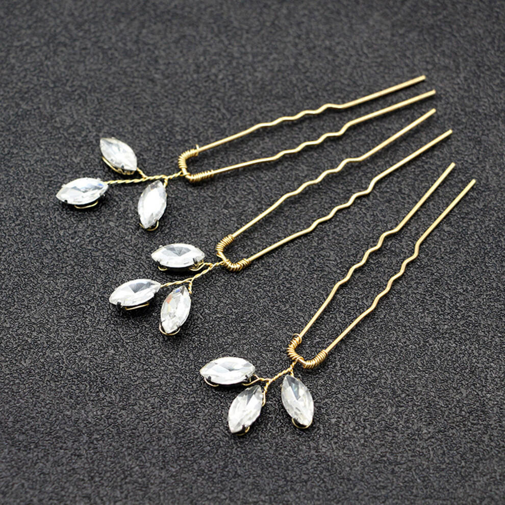 Dachuang Beauty Unisex Gold (Gold) Shiny U-Shaped Crystal Hairpin For Women