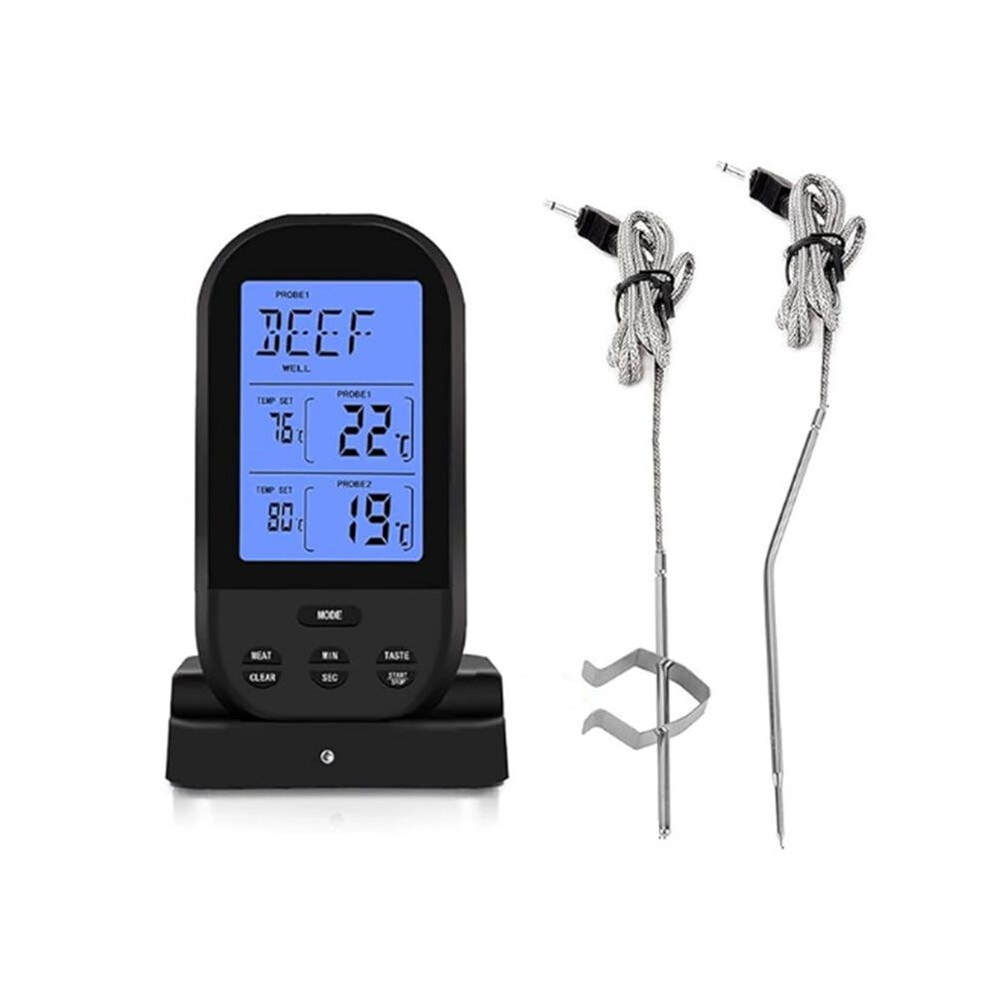 Wireless Digital Meat Thermometer Kitchen Timer with Dual Probe Cook Thermometer for Beef Smoker Oven Grill BBQ