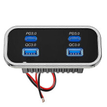 (C) 4 Ports 12V RV USB Outlet Dual PD3.0 Type-C Quick Charge & QC3.0 Panel