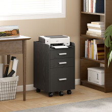HOMCOM Mobile Filing Cabinet, File Cabinet with 3 Drawers, Black