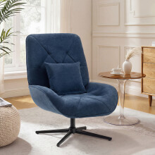 (Grey) HOMCOM Swivel Accent Chair, Chenille Armchair with Lumbar Pillow