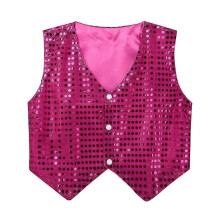(110,B-Rose Red)Boys Dance Shirt with Sequins Long Sleeve Spread Collar Jazz Latin Street Dance Costume Shiny Ballroom Performance Top