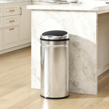 (S) HOMCOM Sensor Bin, Stainless Steel Kitchen Bin with Automatic Close