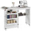 Homcom HOMCOM Folding Sewing Table Rolling Craft Table with Drop Leaf Wheels White 2