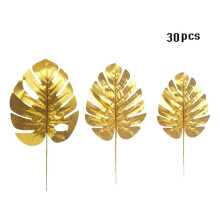 30St Konstgjorda VäXter Palmblad Guld Tropiska Festblad Dekorationer SköLdpaddsblad Monstera