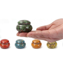 (Green) Handcrafted Tiny Ceramic Urn for Ashes, Holds 1.2 Cubic Inches, Mini Keepsake for Pets, Mementos or Small Memorials