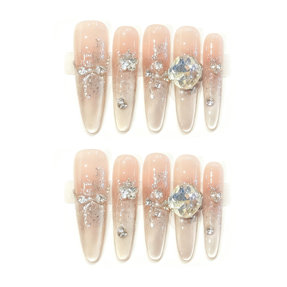 Reach-Tools (3140 Slim Oval, S) Gradient Cat Eye Press On Nails 10Pcs