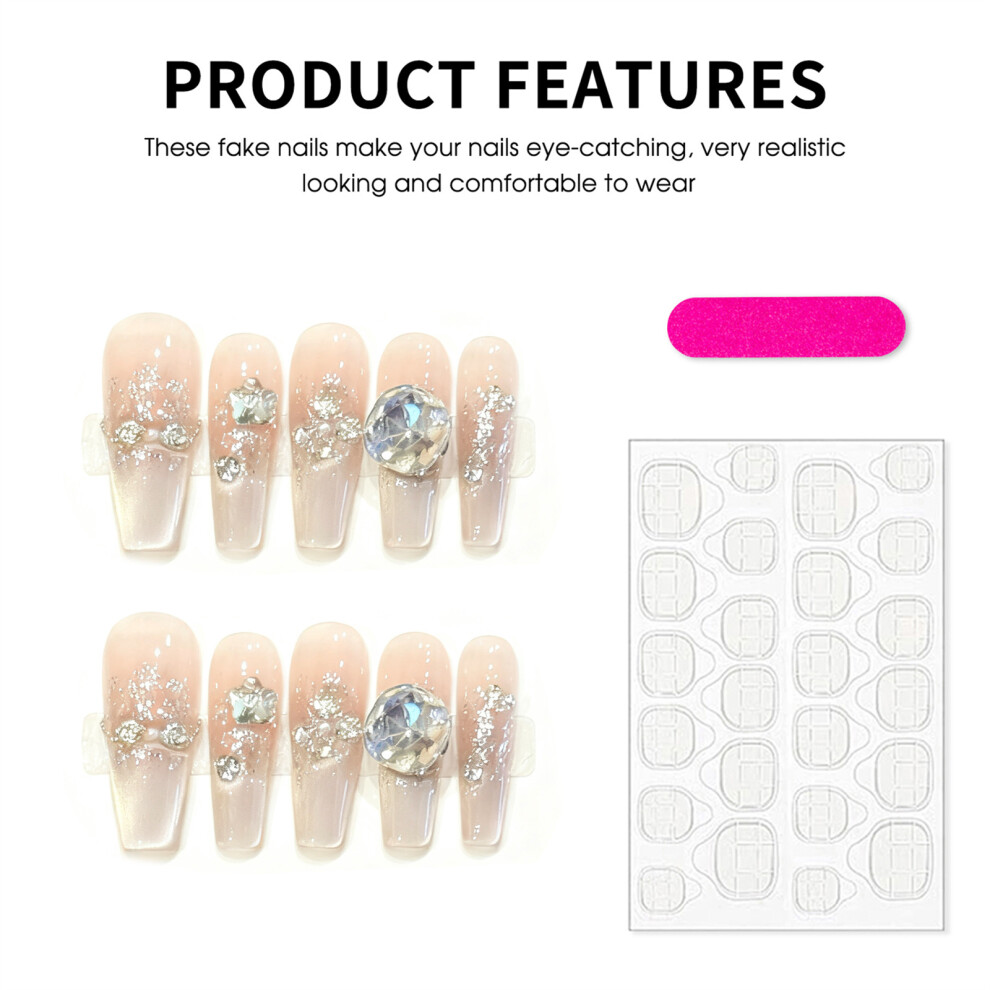 Hue-Grain (3136 Extra Long Gradient, Xs) Gradient Cat Eye Press On Nails 10Pcs