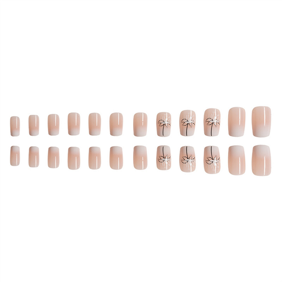 Creation-3C Gradient Pink White Square Artificial Nails 50Pc