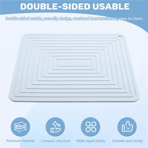 Large Silicone Pot Holder Square Thick Heat Insulation Pad Non-Slip Corrugated Kitchen Table Mat(Light ) 2