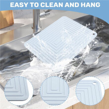 GroßEr Silikon Topf Lappen Quadrat Dickes WäRme DäMmung Kissen Rutschfeste Gewellte KüChen Tisch Matte (Hell Blau)