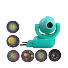 (Cyan) Star Moon Animal Projector Night Light with 6 Images, Motion Sensor, EU Plug, LED Projector for Kids Baby Nursery