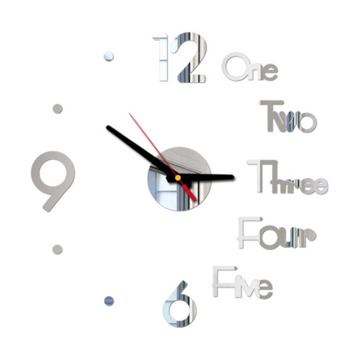 (Silver) 3D Frameless Wall Clock, DIY Stickers, Silent for Home 2