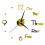 (Gold) 3D Frameless Wall Clock, DIY Stickers, Silent for Home 3