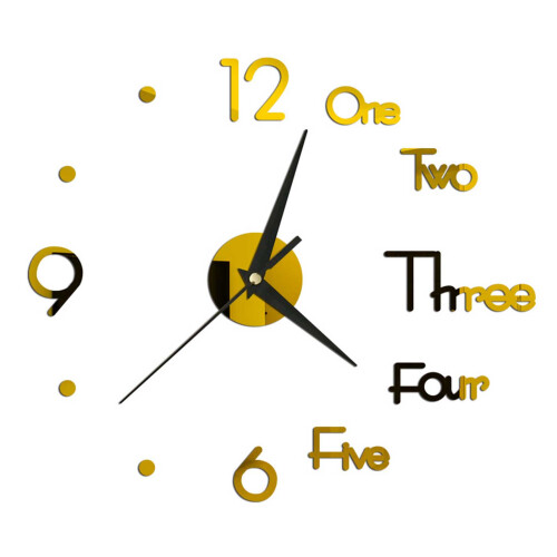 (Gold) 3D Frameless Wall Clock, DIY Stickers, Silent for Home 2
