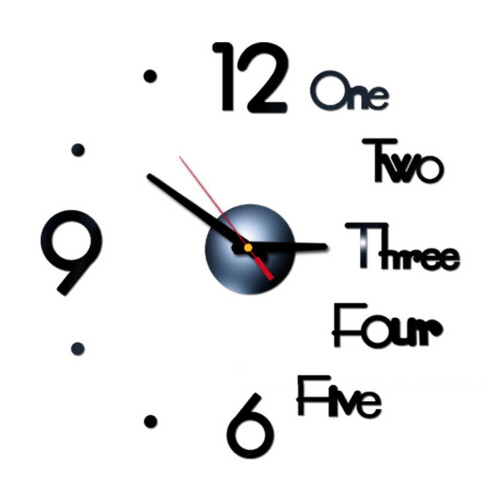 (Black) 3D Frameless Wall Clock, DIY Stickers, Silent for Home 2