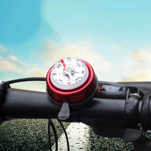 (Red) Alloy Bike Bell with Compass for MTB/Road Bikes 2