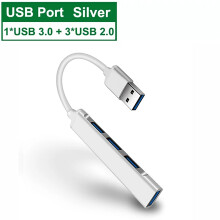 (silver, USB) Type-C USB Hub for Mac & Windows, High-Speed Adapter