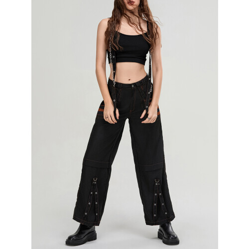 (M, Orange) Γυναικείο τζιν cargo, παντελόνι streetwear 2