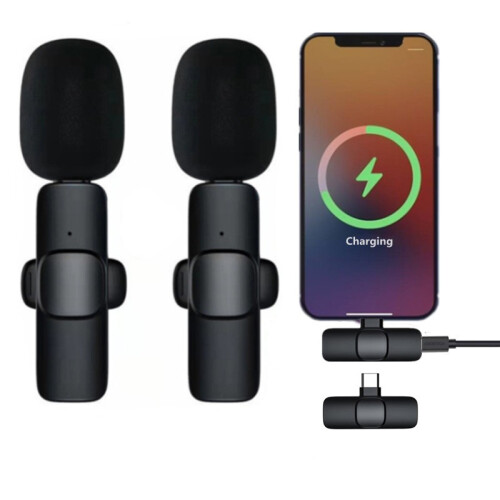 Wireless Lavalier Microphone Dual Type-C Interface - Clip-on Lapel Mic for Live Streaming & Recording 1