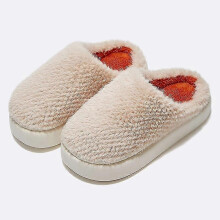 (36-37 8.8-9 inch)Winter Warm Slippers For Women Men Home Fluffy Furry Slippers New Fashion Soft Plush Platform  Non Slip Bedroom Slides B-pink Orange