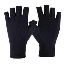 (Black) Uv Protection Half Finger Gloves For Manicure Gel Nail Lamp Driving Sport