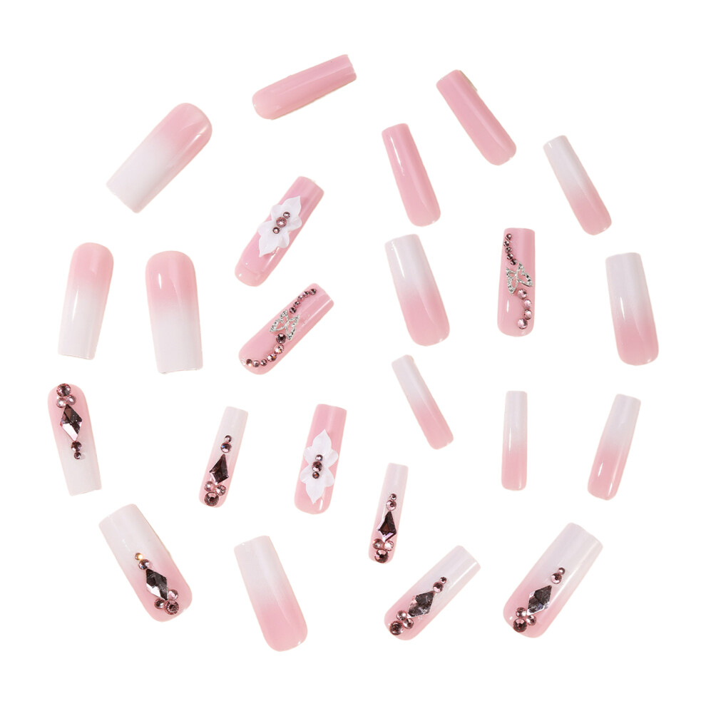 Creation-3C Eco-Friendly Press-On Nails - Pink White Gradient