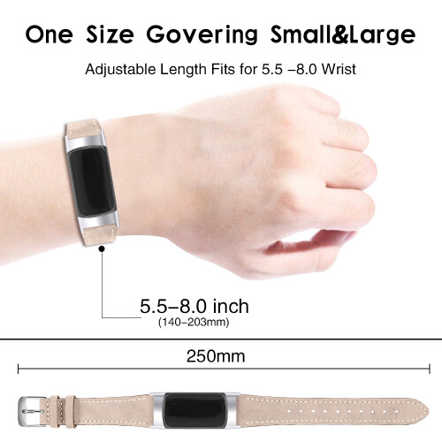 Echtleder-Uhrenarmband für Fitbit Charge 5/6 Beige 2
