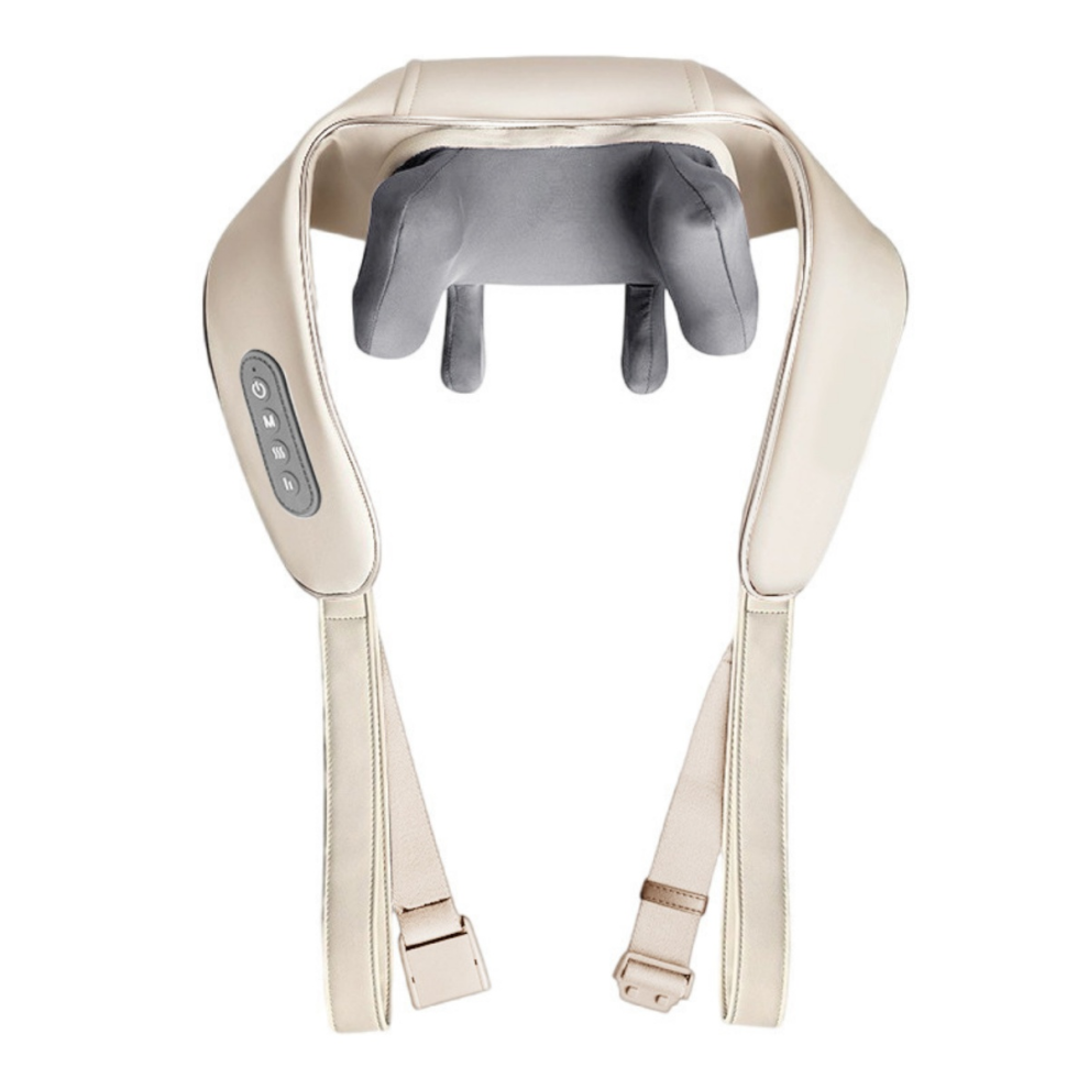 Heated, human-hand-kneading, fully automatic neck and shoulder massager, neck massager for trapezius muscles and cervical spine.