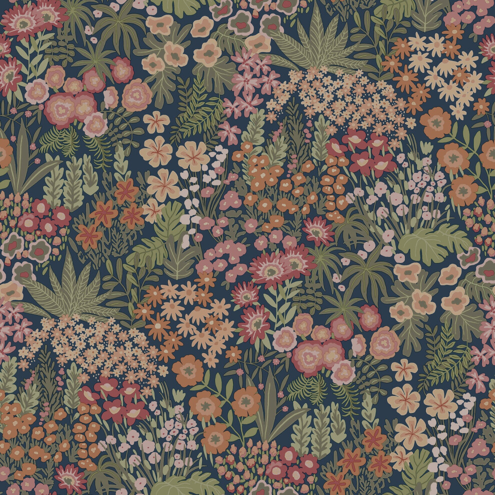 Everbloom Navy Floral Wallpaper Feature Wall 5061103677754