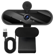 Webcam USB HD 1080P con Grandangolo, Microfono Integrato, Treppiede Girevole per Streaming, Videochiamate, Conferenze