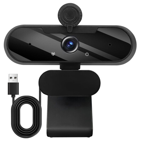 Webcam USB HD 1080P com Lente  Angular, Microfone Embutido e Tripé Giratório para Streaming, Videochamadas e Videoconferências.