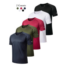 (Set4, XXL) Men's Plain Raglan Sleeve Sports Tee, Quick Drying Breathable Round Neck T-shirt, Casual Tops for Workout Running,