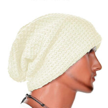 (Beige)Men Knitted Slouch Beanie Hat Skull Baggy Winter Warm Oversize Skateboard Cap