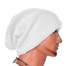 (White)Men Knitted Slouch Beanie Hat Skull Baggy Winter Warm Oversize Skateboard Cap