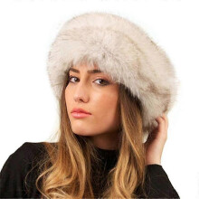 (COLOR 8) Women's Faux Fur Headband For Winter Cossack Russian Style White Warm Cap