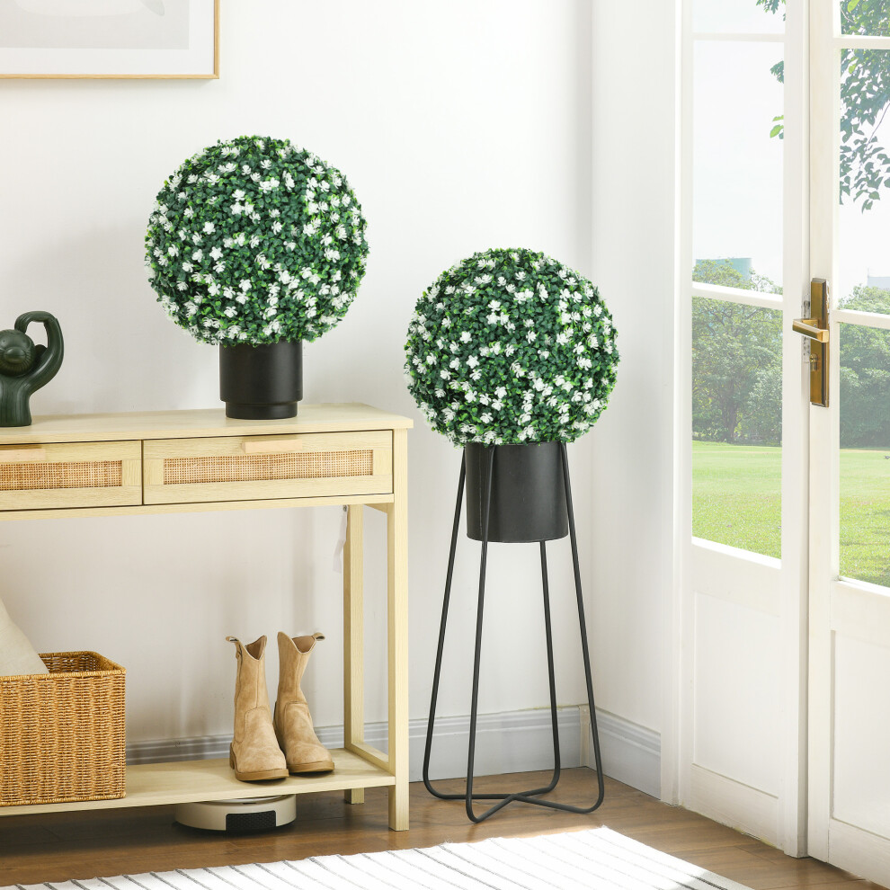 Homcom Set Of 2 Artificial Topiary Balls Indoor Outdoor Faux Boxwood Balls