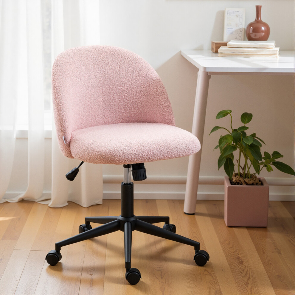 Portland Teddy Fleece Office Chair - Light Pink - Image 3