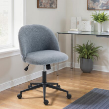 HOMCOM Desk Chair, Fluffy Swivel Office Chair for Makeup Vanity, Grey